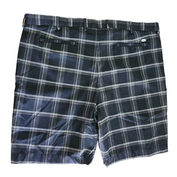 Greg Norman Mens Chino Shorts Golf 44 Black Plaid Cool Wicking - Picture 2 of 6